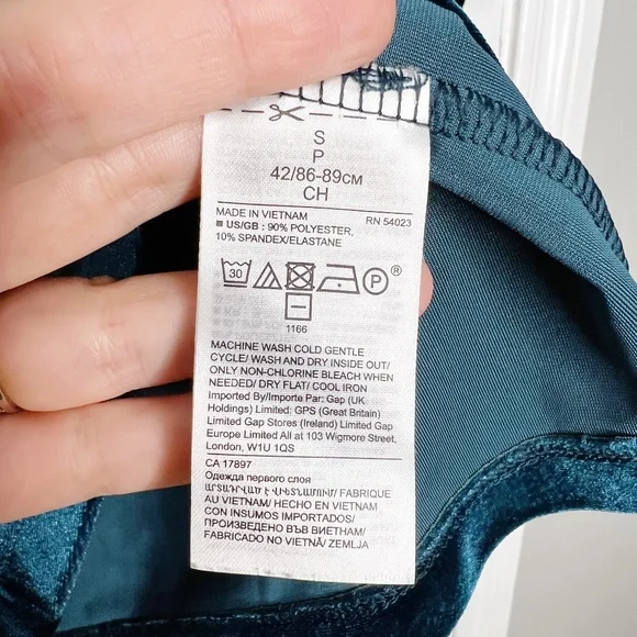 Banana Republic Blue Teal Green Velvet Mock Neck Top Size S - Picture 5 of 5